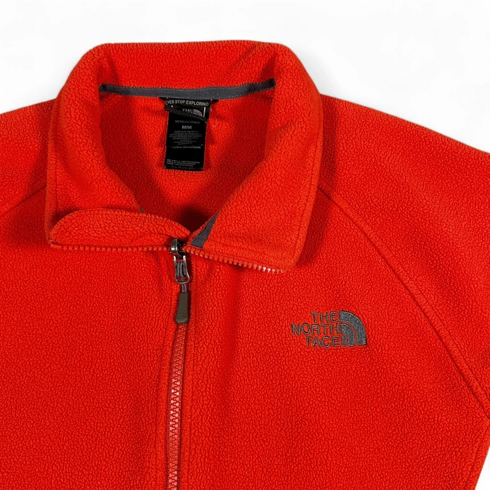 North Face Jacket Adult MEDIUM Orange Gray Fleece Colorblock Hiking Outdoor